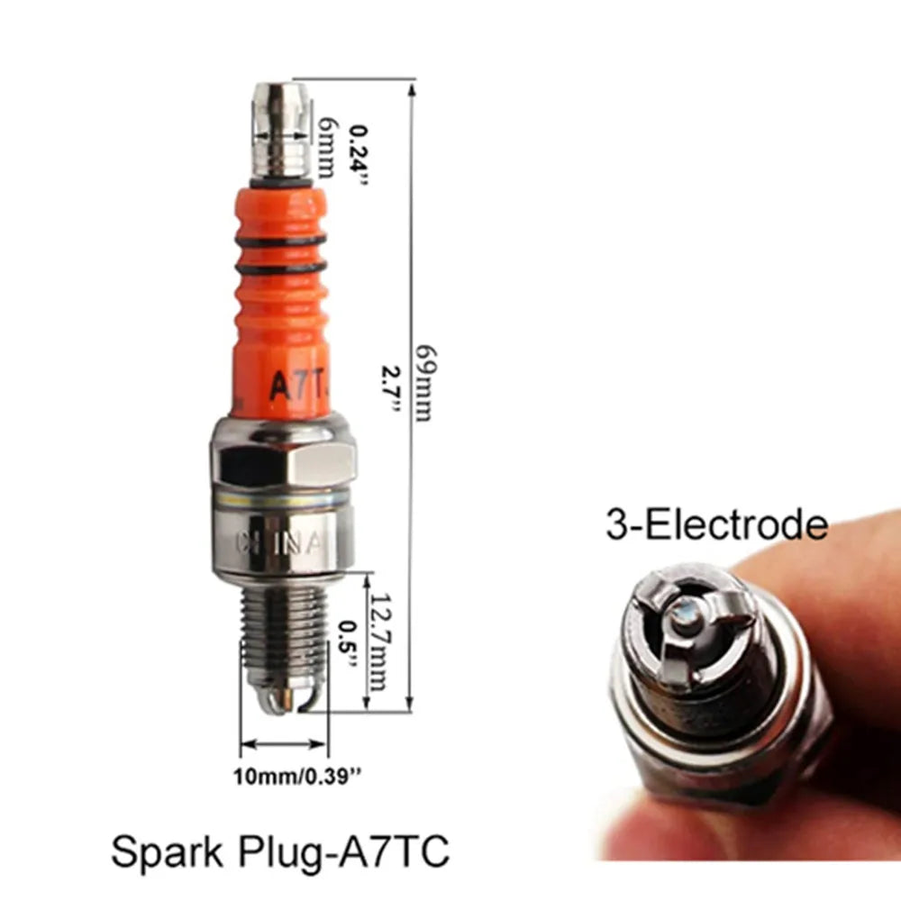 1/2Pcs Racing Spark Plug 3 Triple Electrode A7TC D8TC For GY6 CG 50 70 110 125 150CC Motorcycle Atv Scooter Dirt Bike Go Kart